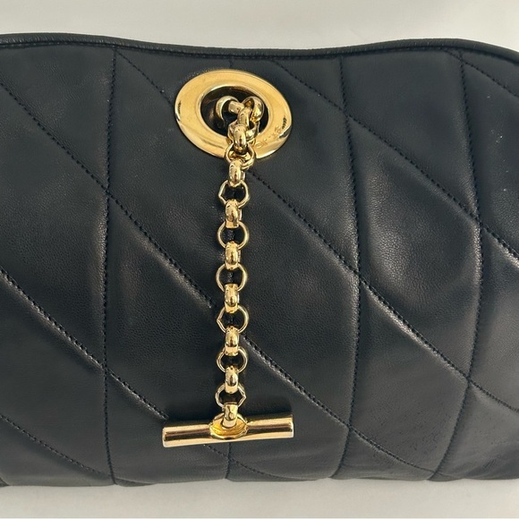 St. John Black Quilted Leather Shoulder Bag - Picture 3 of 15